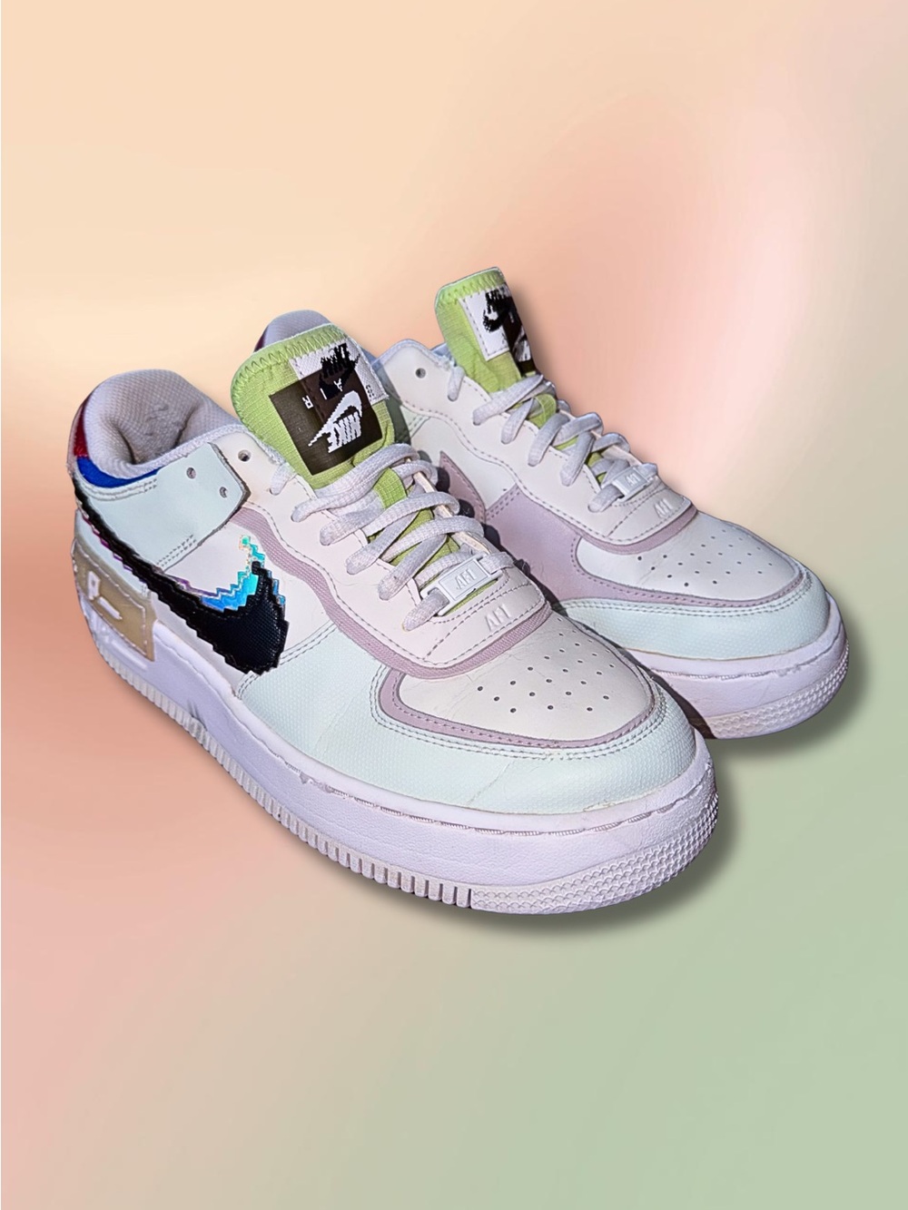 Nike Air Force 1 Shadow Pixel 8 Bit Womenโs 9 Barely Green CV8480-300